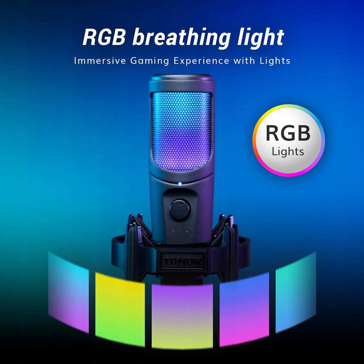 RGB USB CAPACITOR MICROPHONE FOR STREAMING PODCAST GAMES Manufacturer code MIKROFON USB STREAMING PODCAST GAMING RG