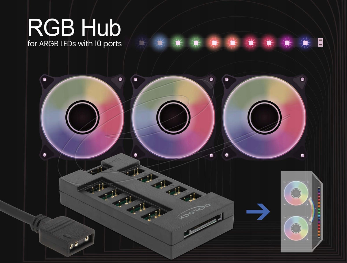 RGB hub for ARGB 10 ports Delock 64128 Manufacturer code 64128