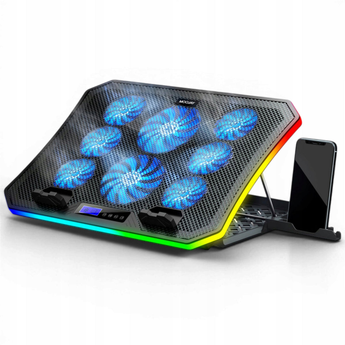 RGB laptop cooling stand – 8 fans, RGB gaming adjustment