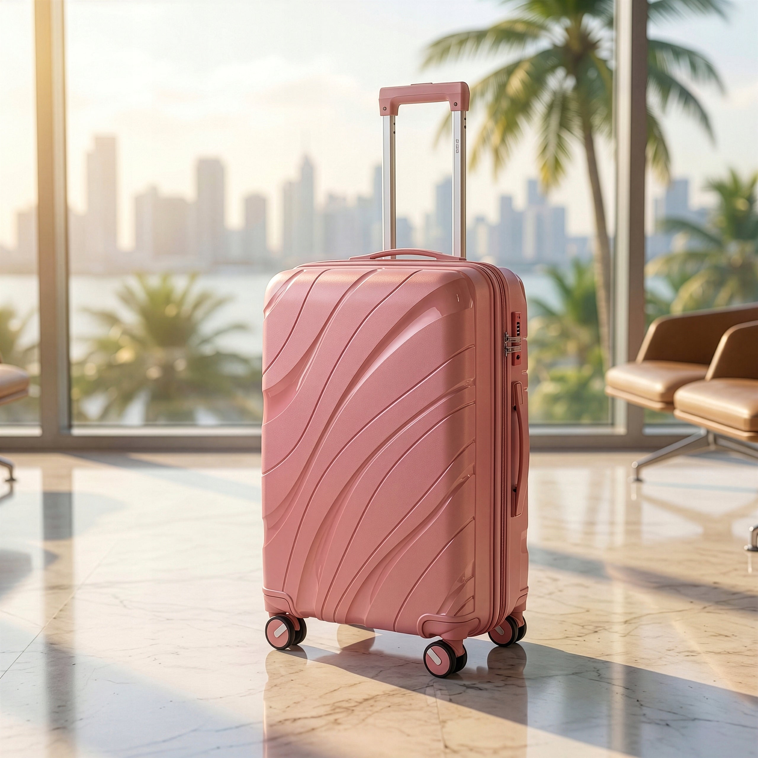 RGL LARGE TRAVEL SUITCASE PP5 XXL 4 SWIVEL CASTERS POLYPROPYLENE LUGGAGE TSA Brand RGL