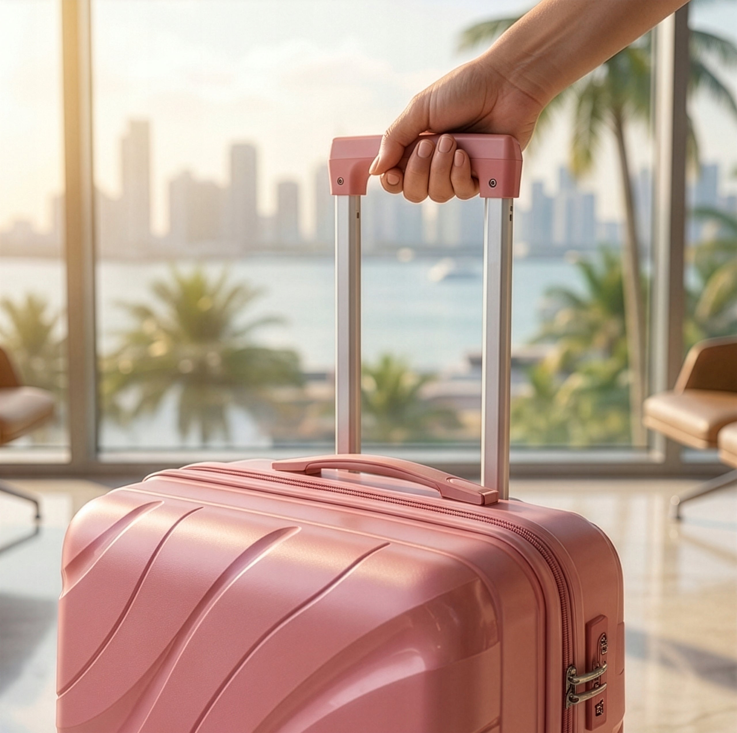 RGL LARGE TRAVEL SUITCASE PP5 XXL 4 SWIVEL CASTERS POLYPROPYLENE LUGGAGE TSA Height 76 cm