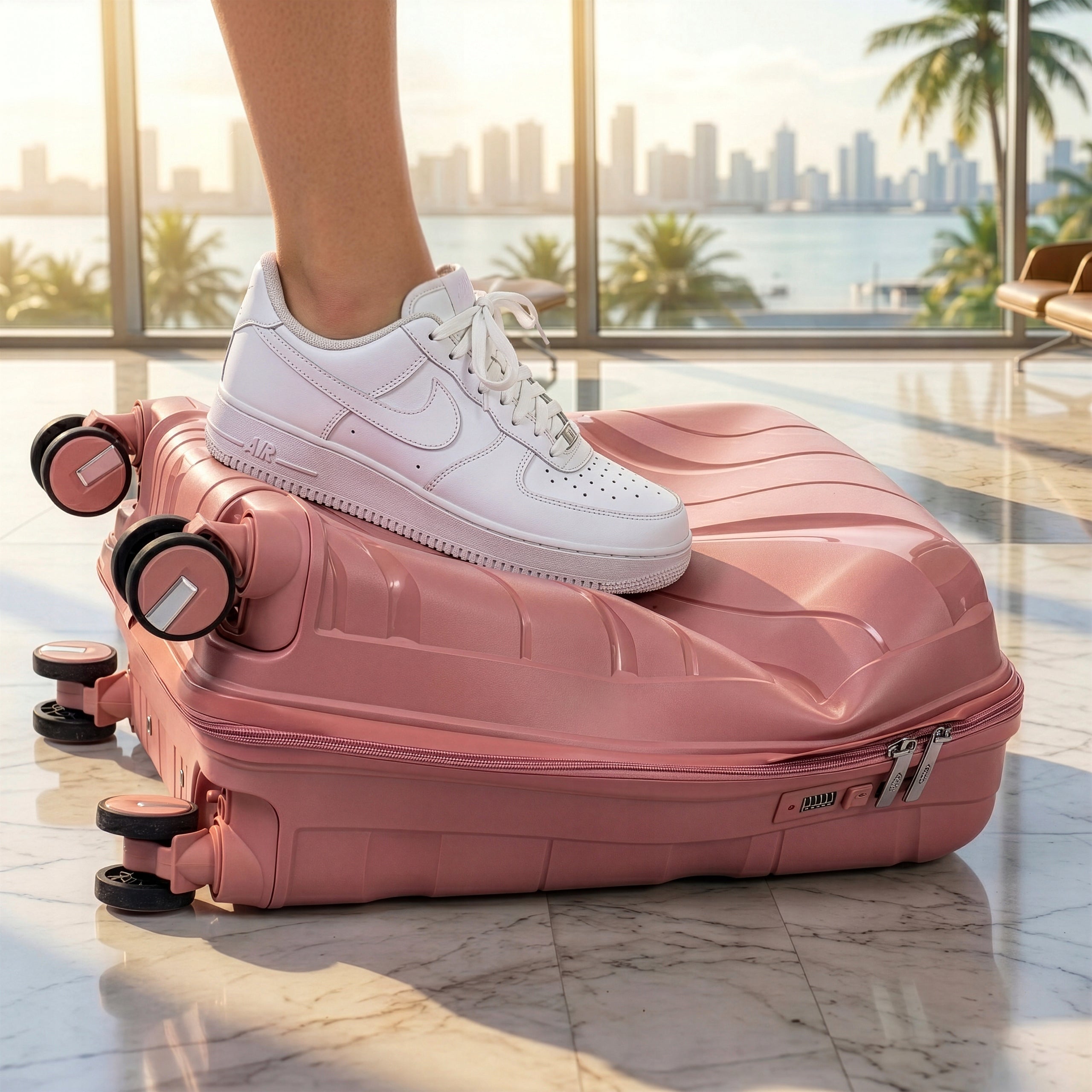 RGL LARGE TRAVEL SUITCASE PP5 XXL 4 SWIVEL CASTERS POLYPROPYLENE LUGGAGE TSA Kind hard