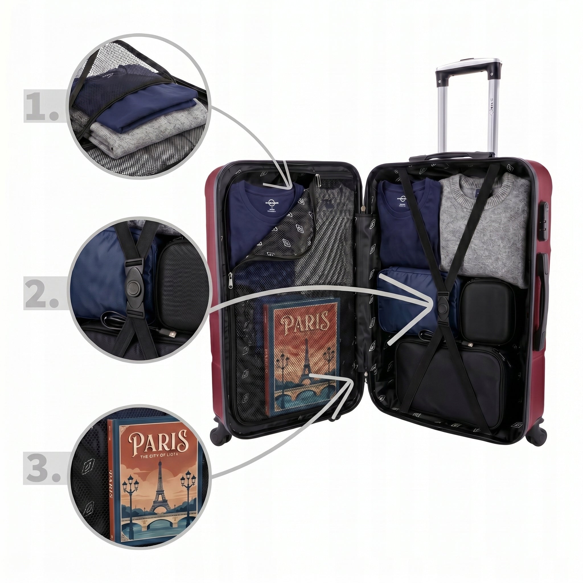 RGL Large suitcase XXL travel BAG LUGGAGE 4 wheels ABS Depth (shorter edge) 25 cm