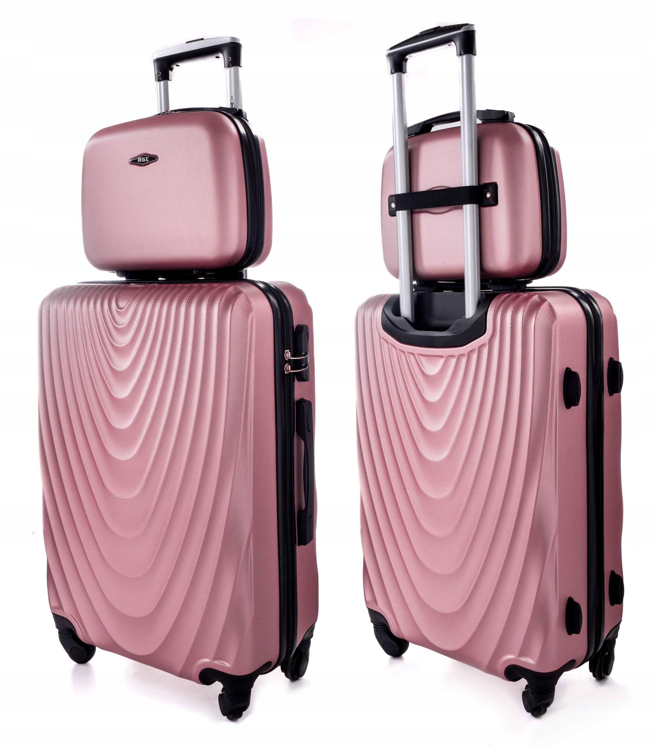 RGL SET 2in1 LARGE SUITCASE XXL TRAVEL + CHEST BAG COSMETIC BAG Model 663 XXL + KUFEREK PODRÓŹNY