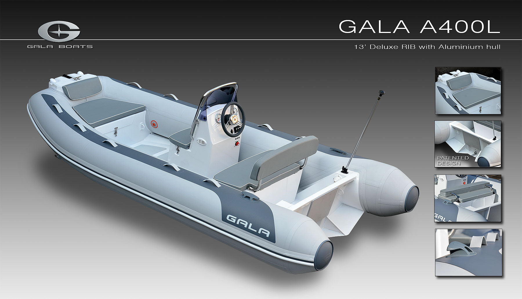 RIB Aluminum Professional Boat Gala ATLANTIS Deluxe A400L Valmex TOKAREX
