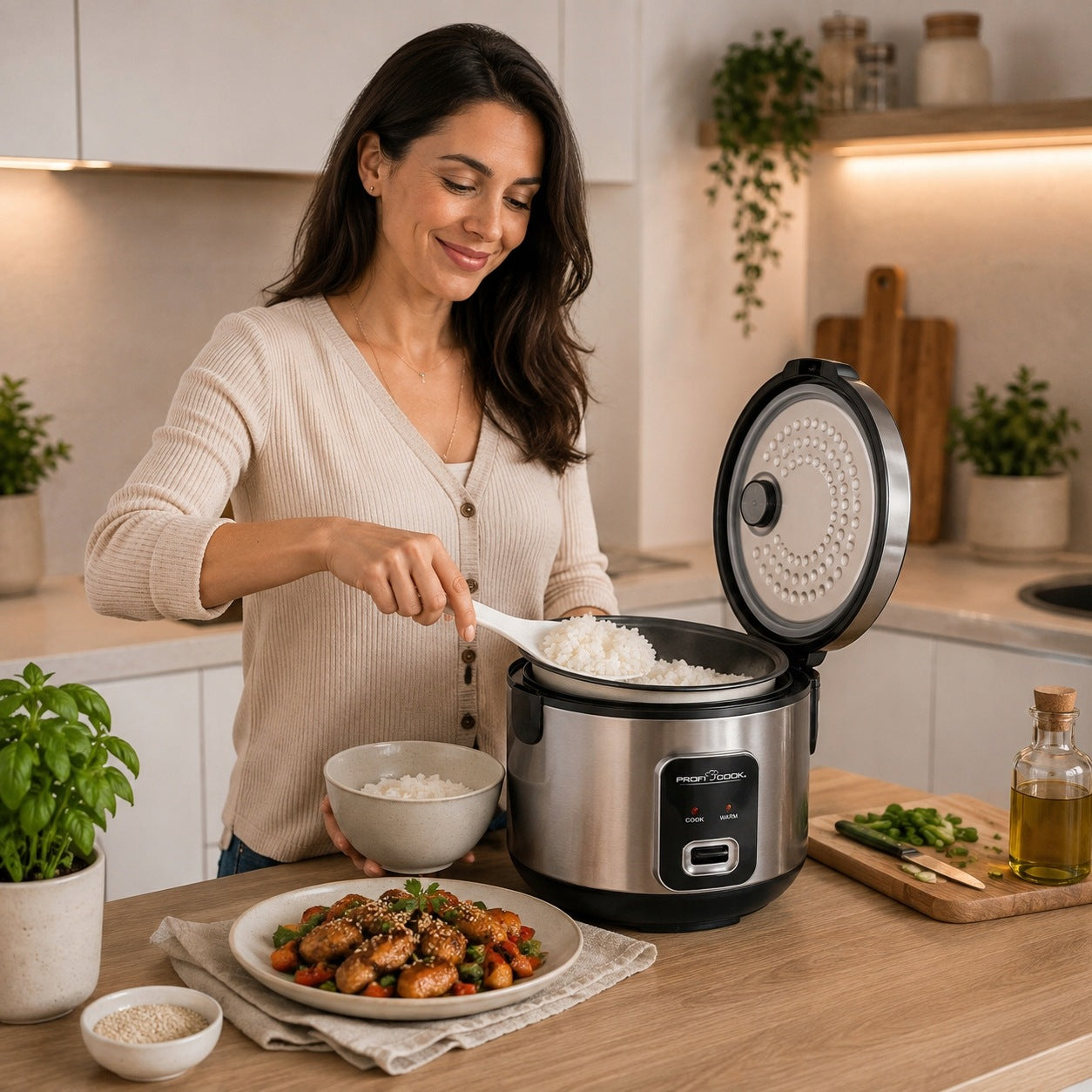 RICE BOILER 2in1 POT FOR COOKING RICE VEGETABLES PROFiCOOK 700W 1,8L Manufacturer code 501285