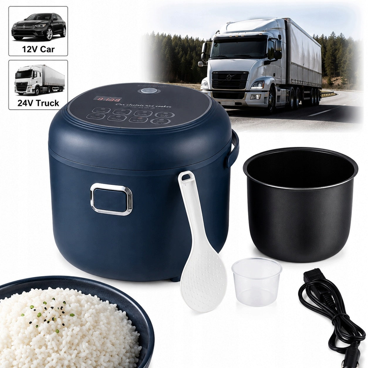 RICE MAKER MULTICOOKER car 2l 200W 12V 24V CAMPING TIR BUS