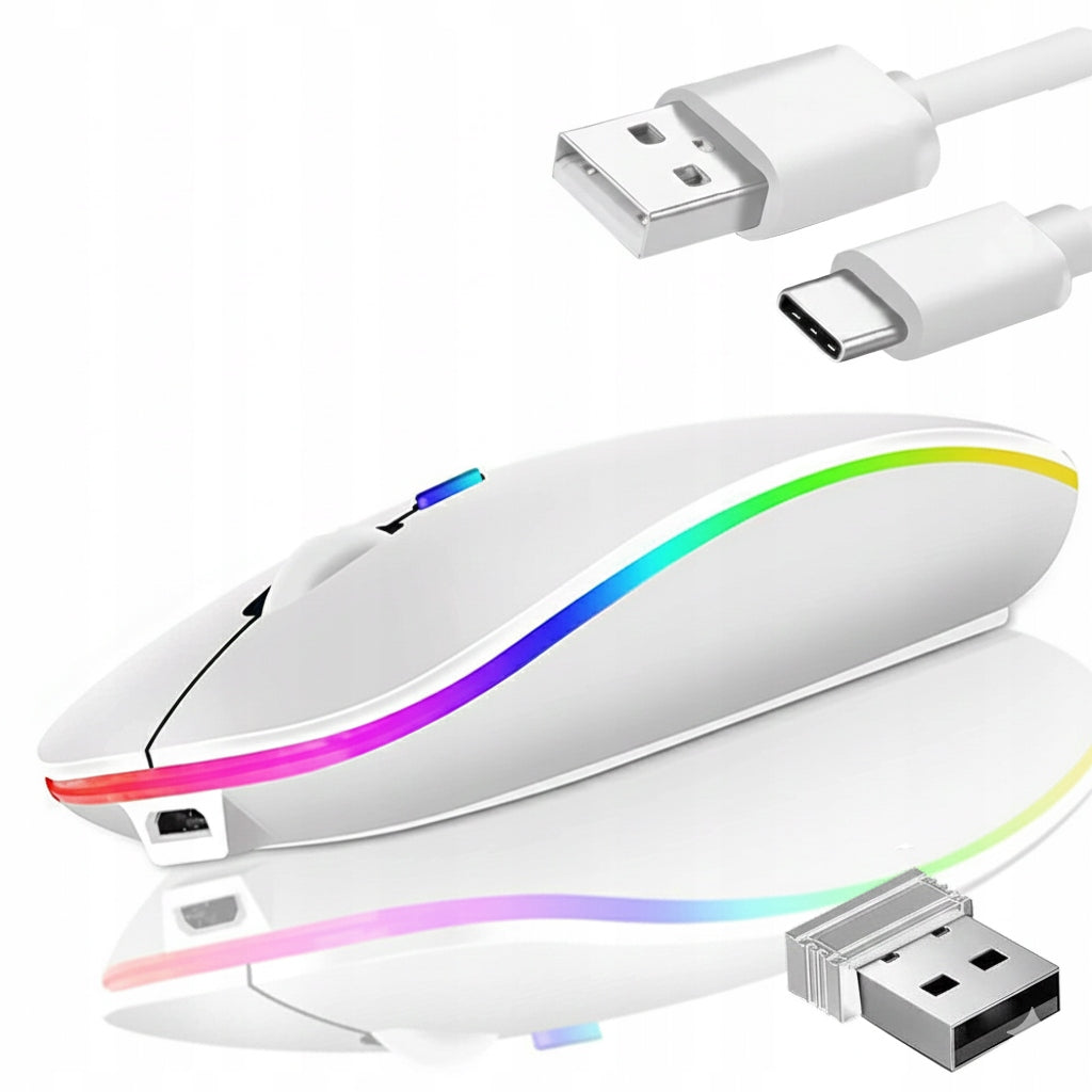 RINDLE MOUSE COMPUTER MOUSE OPTICAL LIGHTING RGB BLUETOOTH WHITE