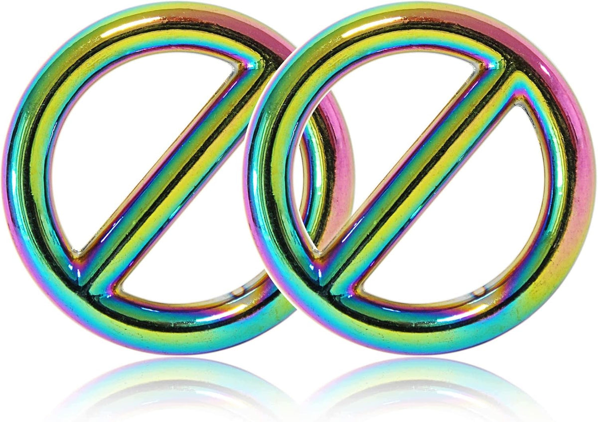 RING O WITH BRIDGE STAINLESS STEEL 20MM RAINBOW 2PCS WELDED