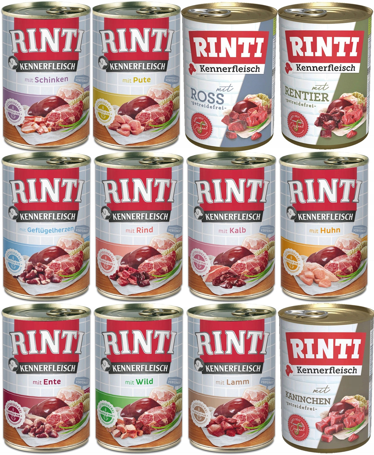 RINTI KENNERFLEISCH can | DOG FOOD | MIX OF FLAVORS 12 x 400g