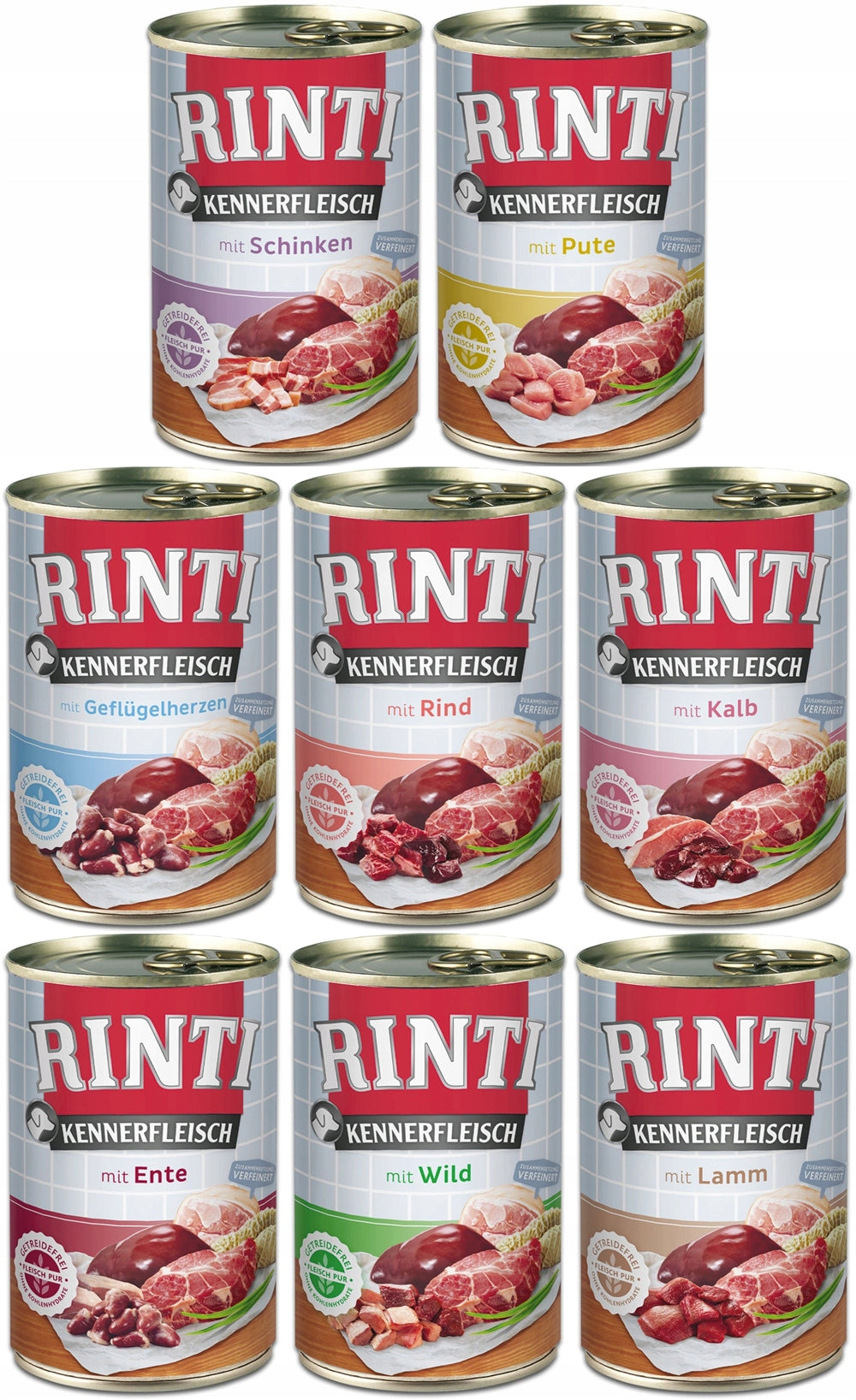 RINTI KENNERFLEISCH can | DOG FOOD | MIX OF FLAVORS 8 x 400g