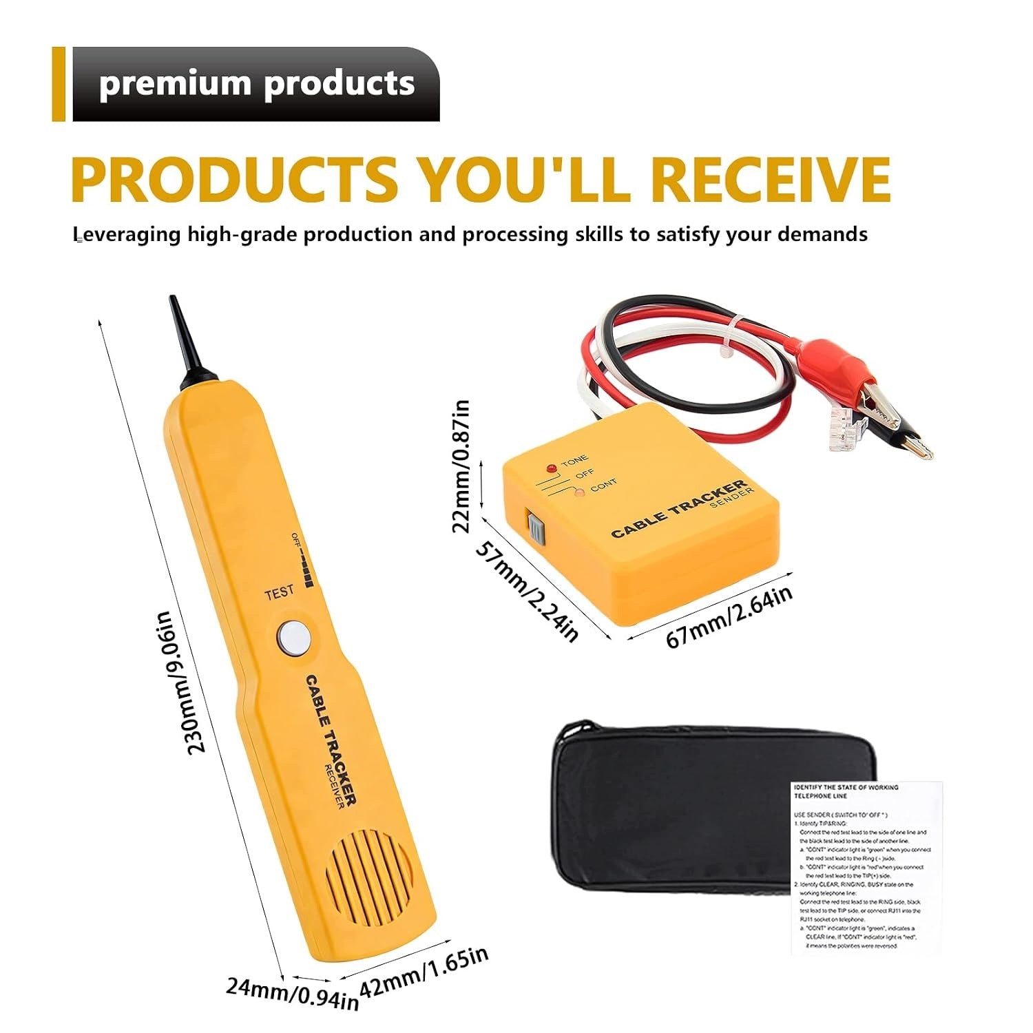 RJ11 CABLE TESTER WITH NETWORK TRACKER SOUND GENERATOR Brand LA