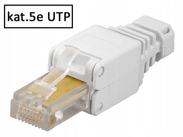 RJ45/8P8C UTP cat.5E plug, twisted pair, wire/strand AWG23-26, tool-free