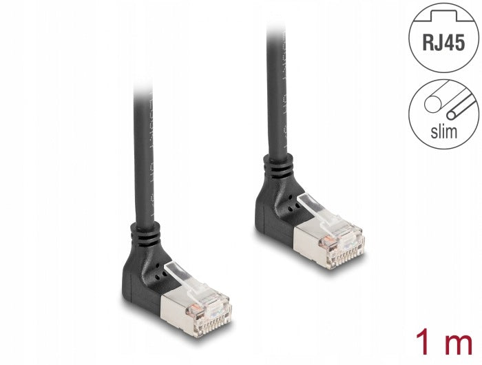 RJ45 Cat.6A S/FTP Slim cable 2x 90° up 1 m Delock 80281
