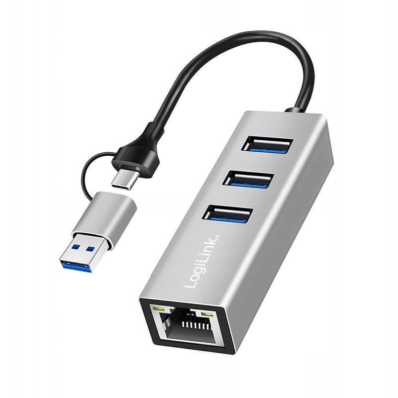 RJ45 NETWORK ADAPTER LogiLink USB 3.0 3 HUB USB A GIGABIT Ethernet Ports