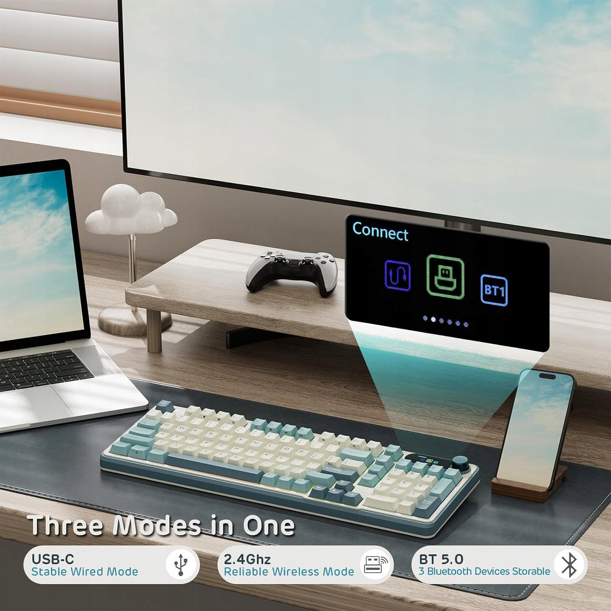 RK ROYAL KLUDGE S98 MECHANICAL KEYBOARD 96% WIRELESS BT/2.4G/USB-C Packaging status original