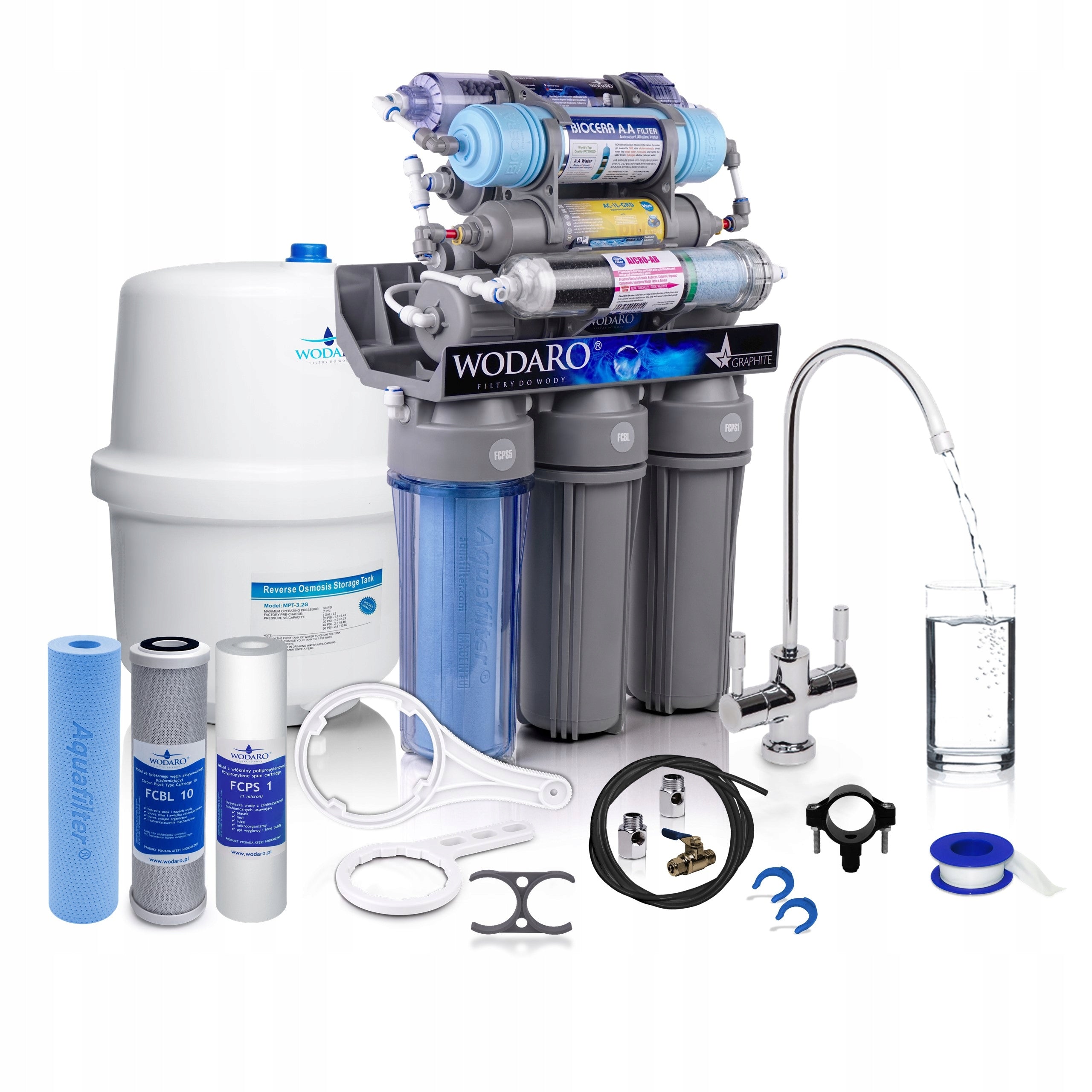 RO10 osmosis filter for drinking water structuring ionizer wodaRO GRAPHITE