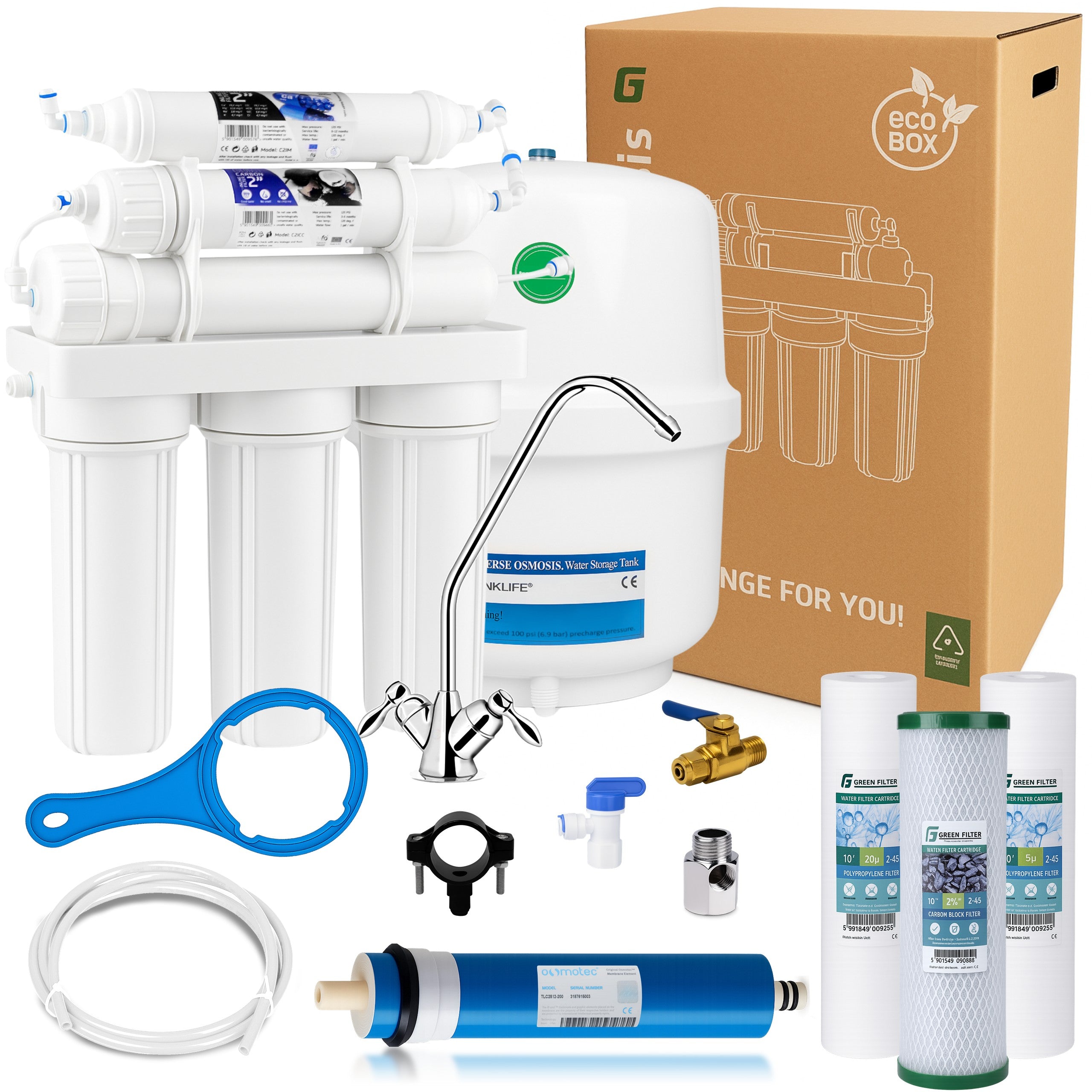 RO6 Filter with Mineralizer 75 GPD Reverse Osmosis Under Sink for Kitchen 6 ST