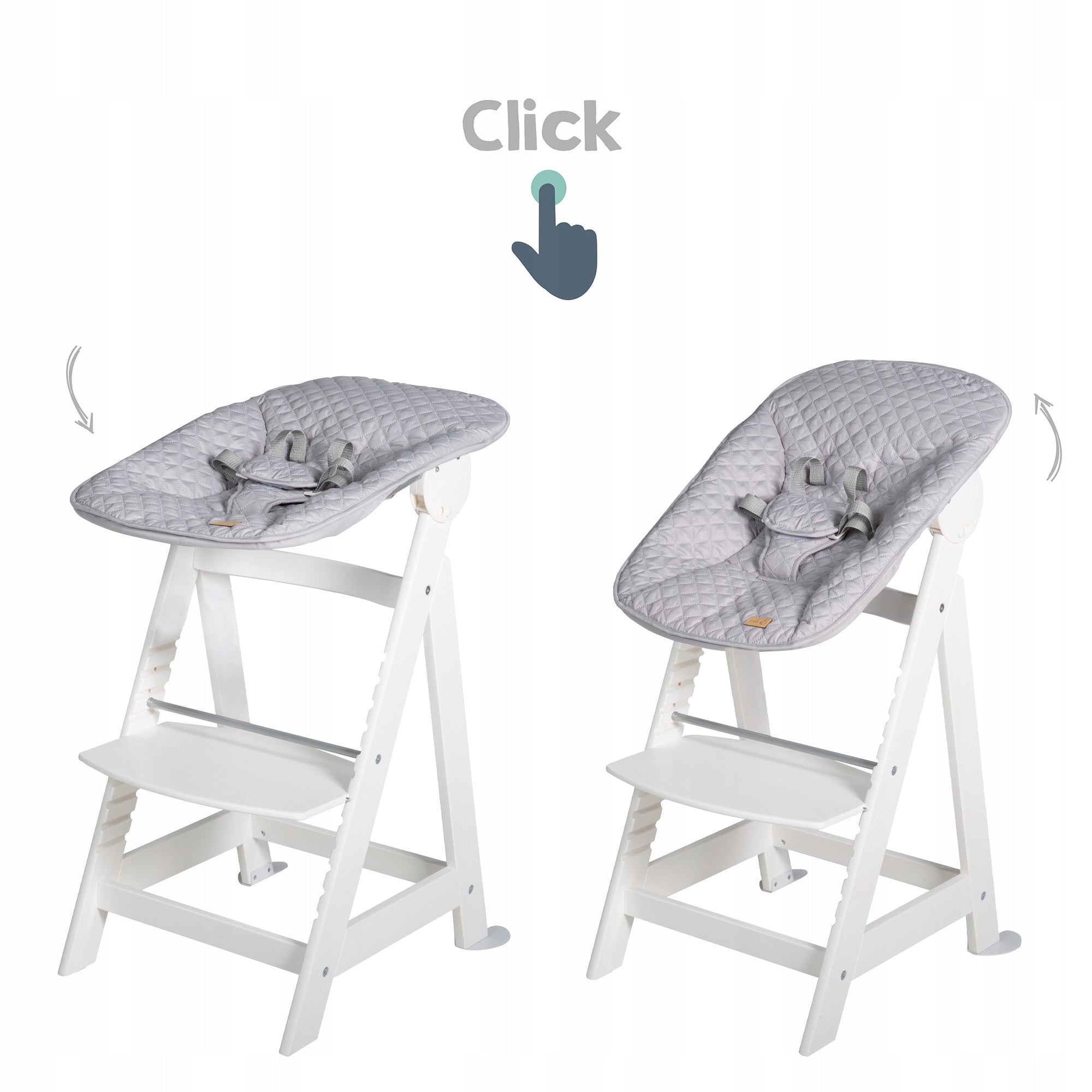 ROBA HIGH CHAIR WITH LOUNGER 2IN1 BORN UP - WHITE AND GRAY Manufacturer code 75063WEV230