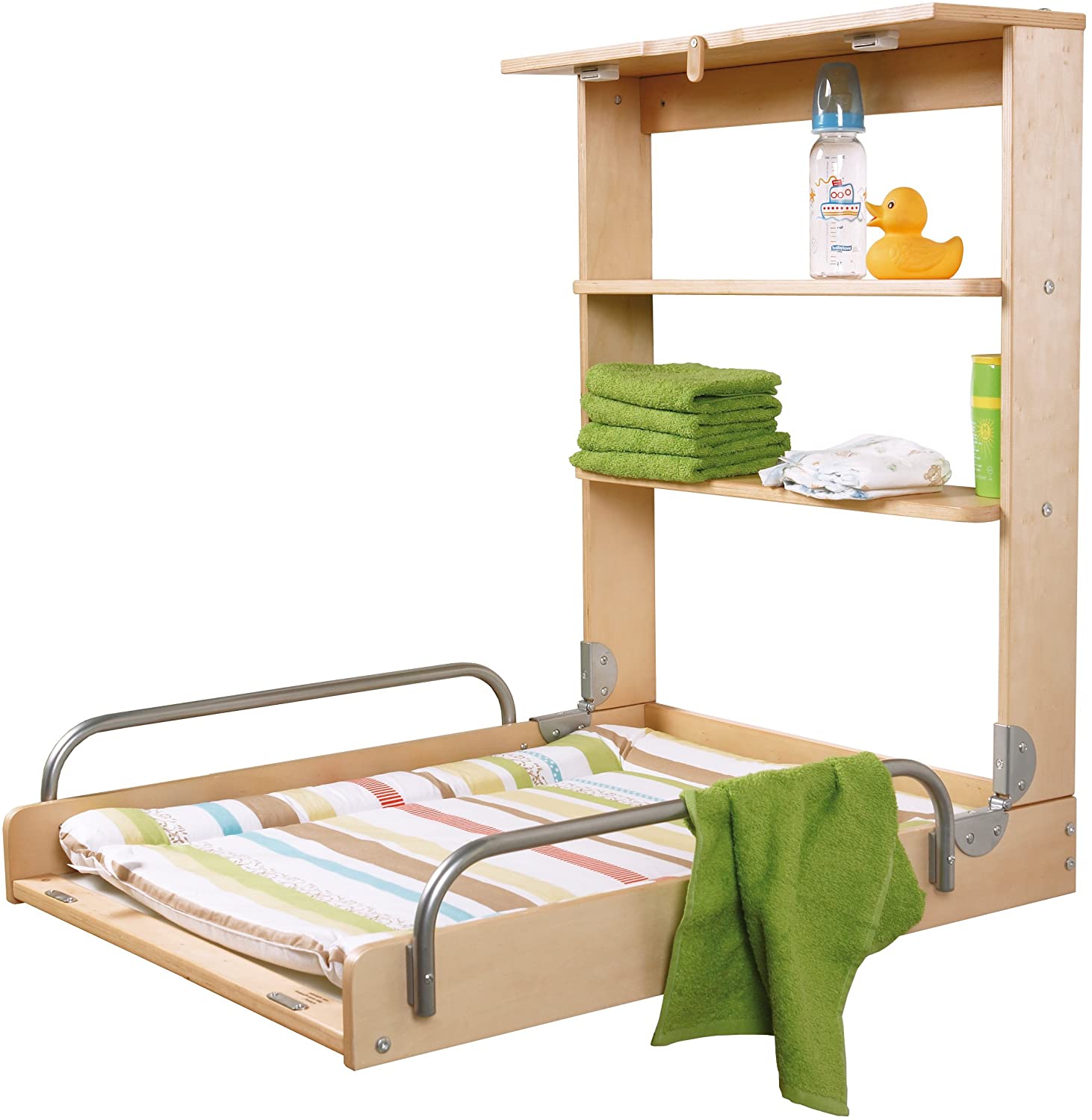ROBA WALL-MOUNTED CHANGING TABLE WITH CHANGING MAT AND NATURAL-WHITE SHELVES Manufacturer code 5495498