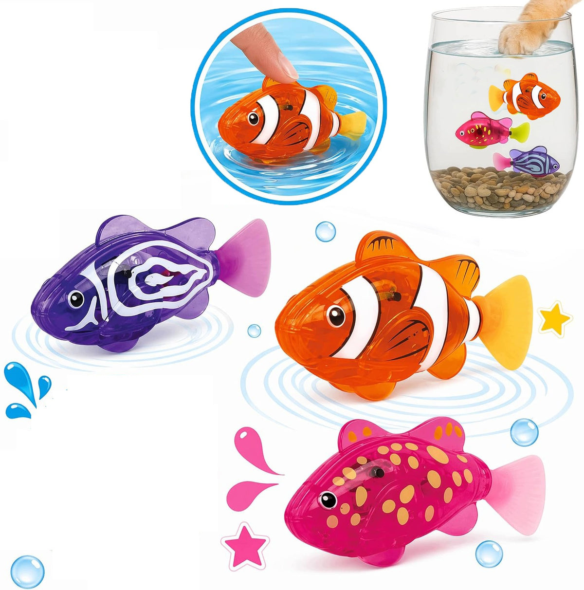 ROBO FISH AQUARIUM 3 PCS FISH INTERACTIVE TOY FOR KIDS LED LIGHT