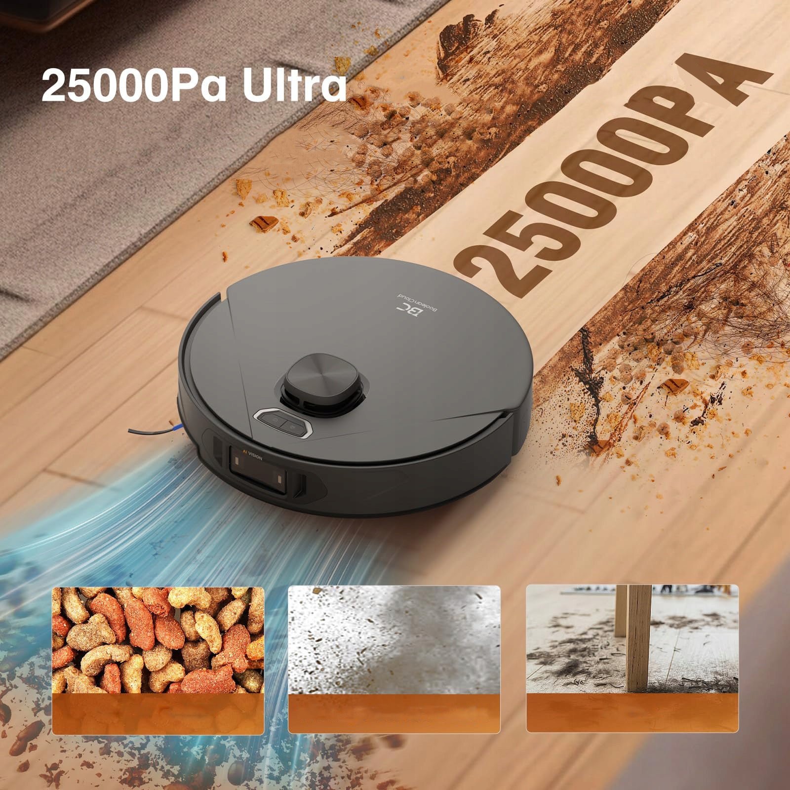 ROBOT CLEANING MOPPING CLEANING STATION 25KPA Bcdroid A10 Ultra Dominant color black