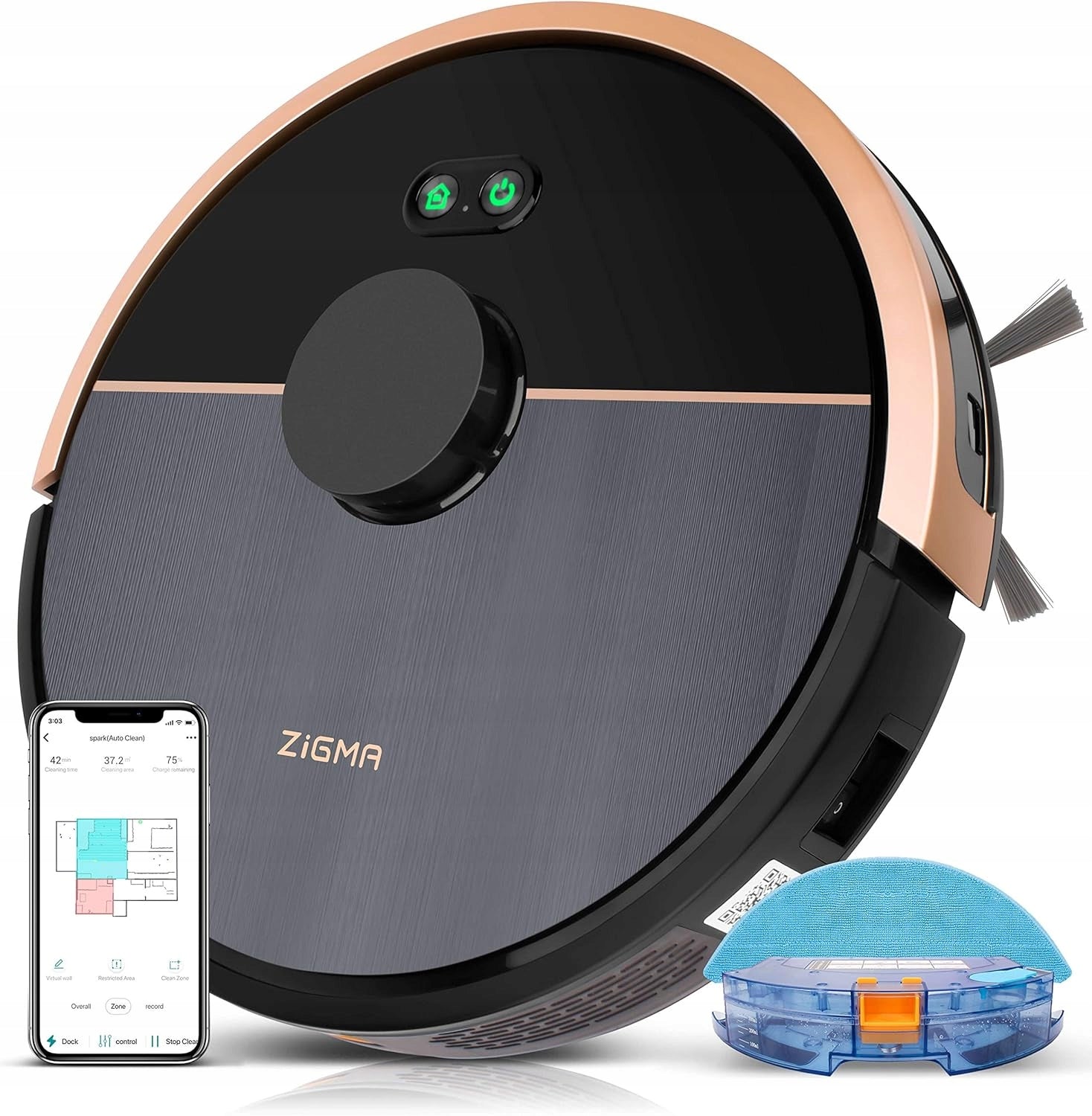 ROBOT CLEANING MOPPING VACUUM CLEANER ZIGMA SPARK 4000PA GYROSCOPE SIRI HIT