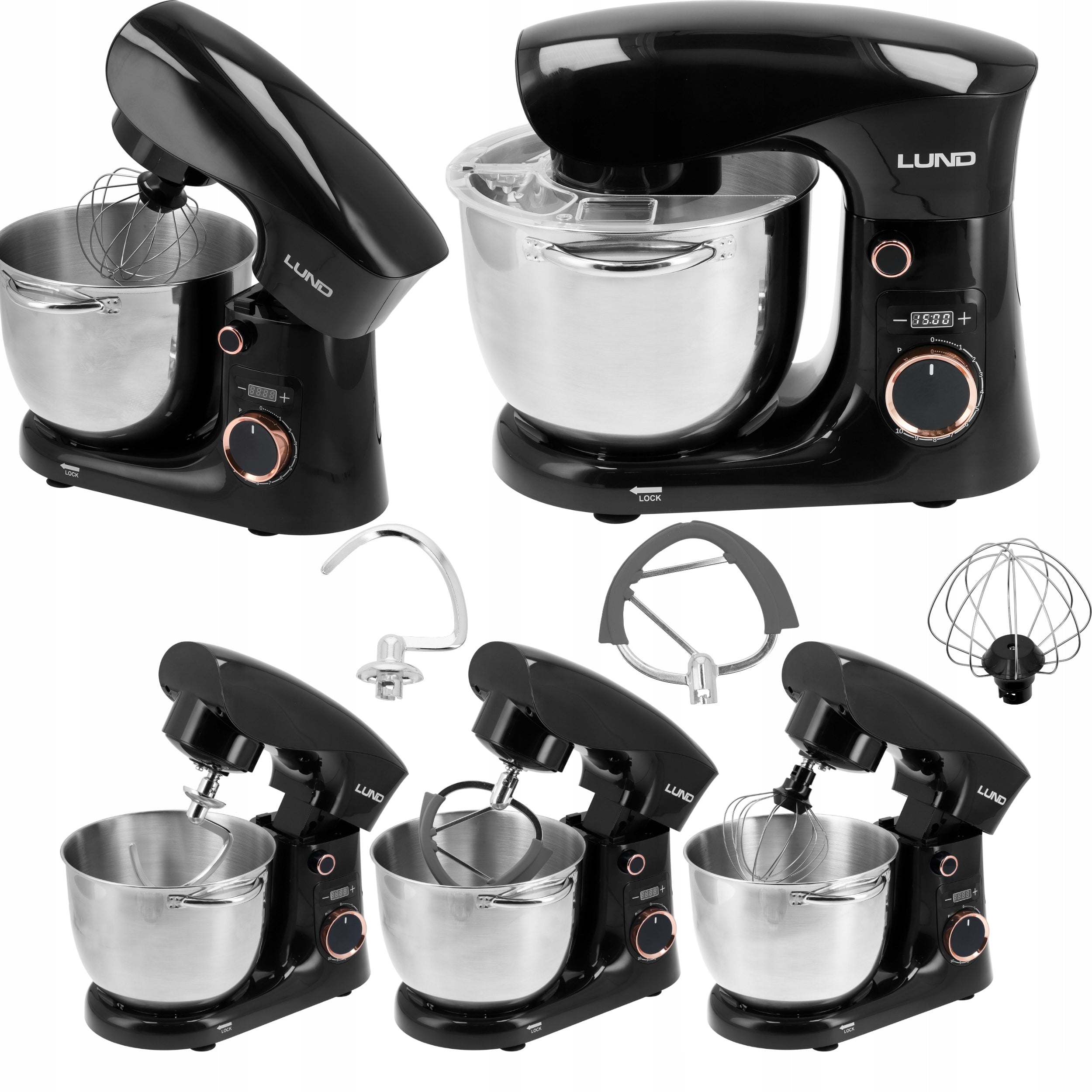 ROBOT FOOD PROCESSOR PLANETARY MIXER 5L POWER 1500W HOOK STIRRER WHISK BOWL
