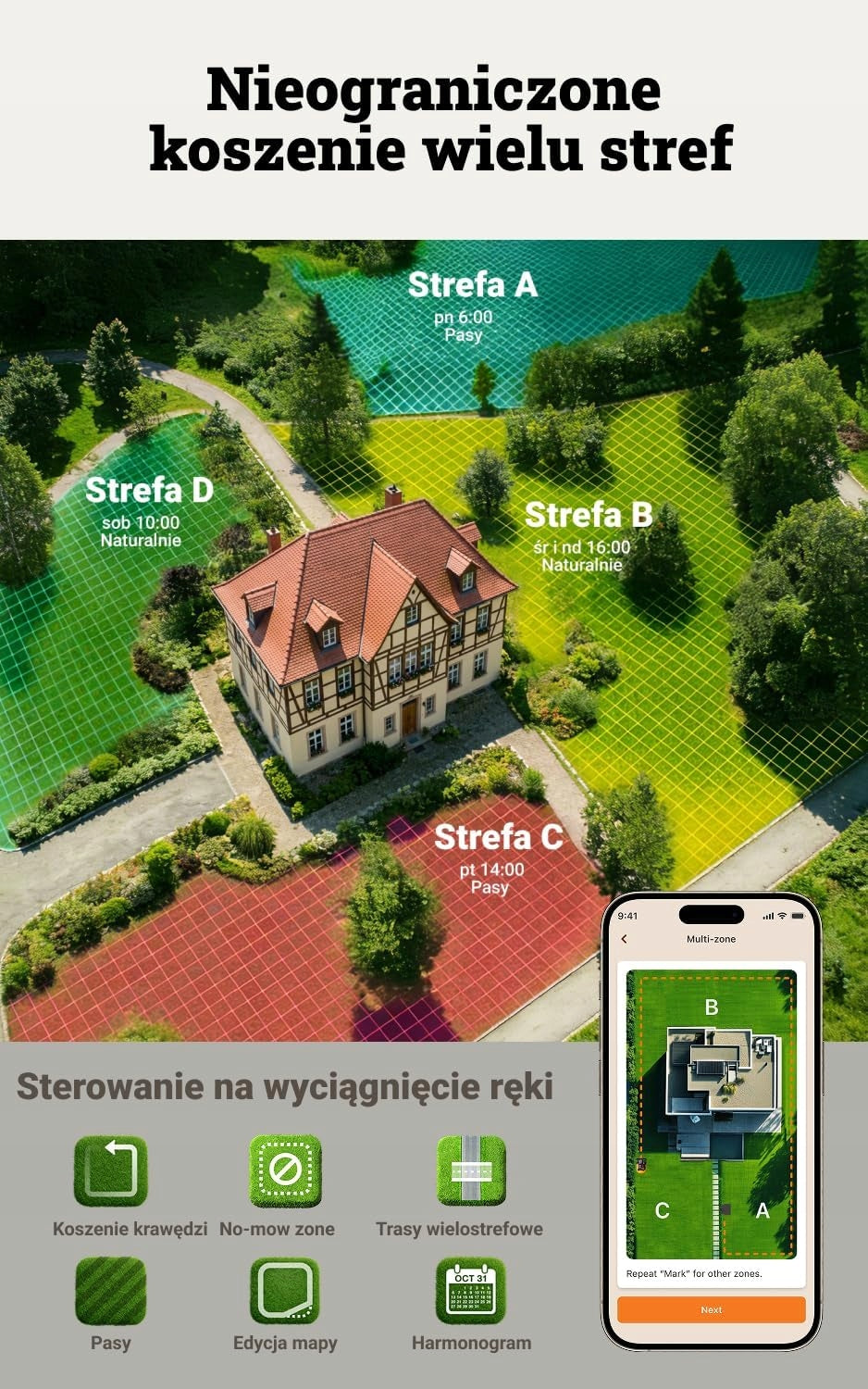 ROBOT MOWING WIRELESS AI 3000M2 AUTOMATIC Mowing width 1 cm
