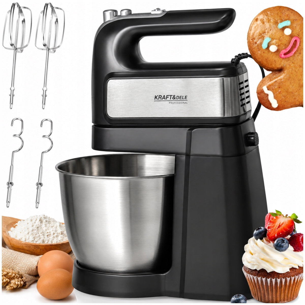 ROBOT PLANETARY KITCHEN MIXER FOR CAKES AND CREAMS WITH BOWL POWERFUL 4.5L 1000W