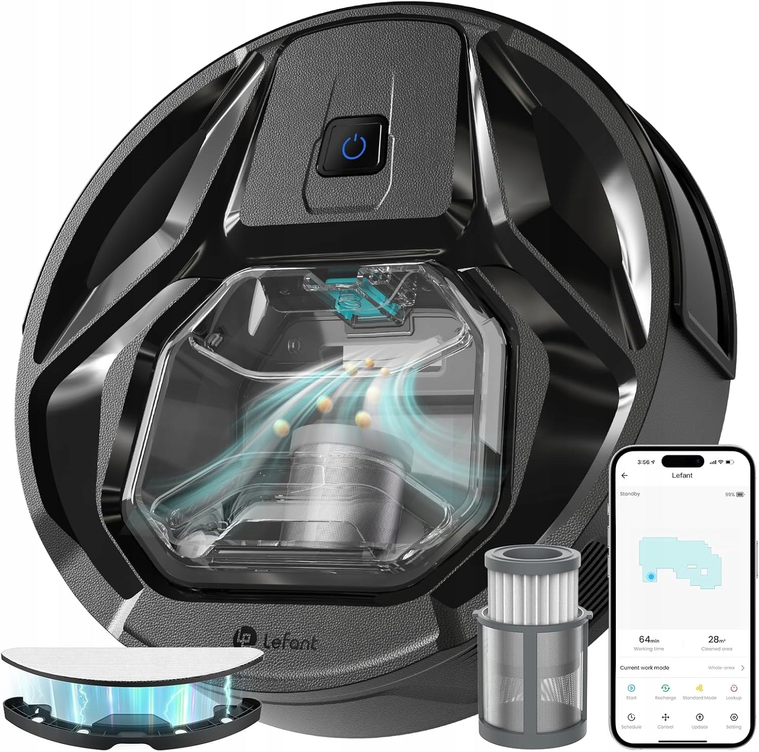 ROBOT VACUUM CLEANER 3IN1 6000PA 210MIN WI-FI WITH MOP AND NAVIGATION FOR HAIR