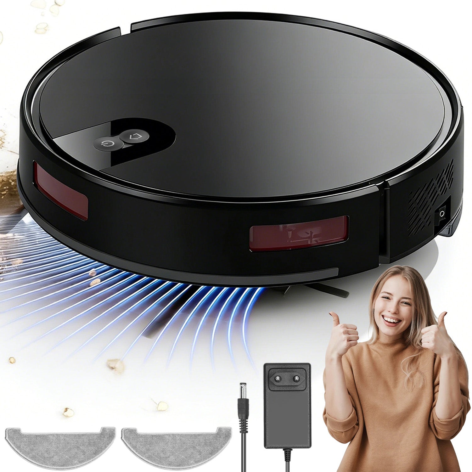 ROBOT VACUUM CLEANER INTELLIGENT AUTOMATIC 3IN1 WITH SUCTION POWER 2300PA