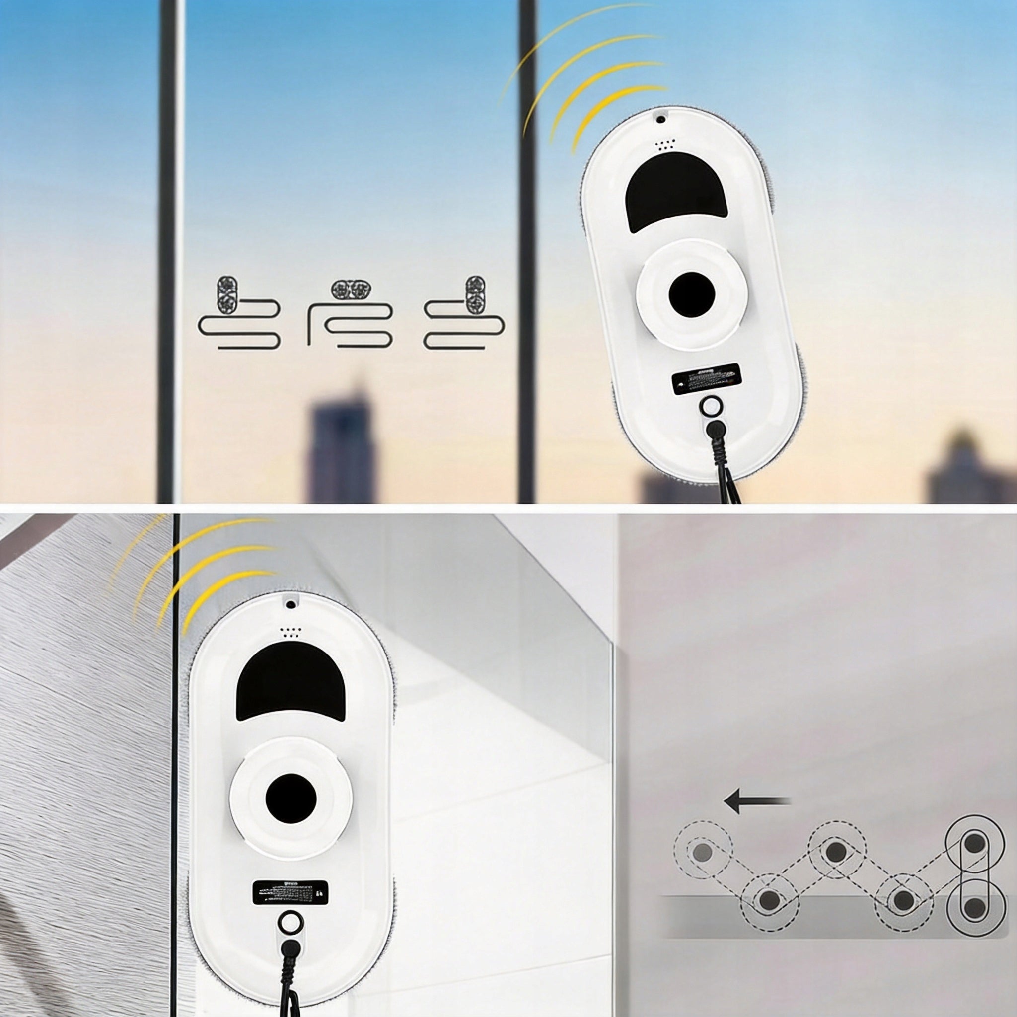 ROBOT WINDOW CLEANER INTELLIGENT WINDOW WASHER REMOTE CONTROL 3 MODES 5600PA Manufacturer code 6HG9121WHEU2121