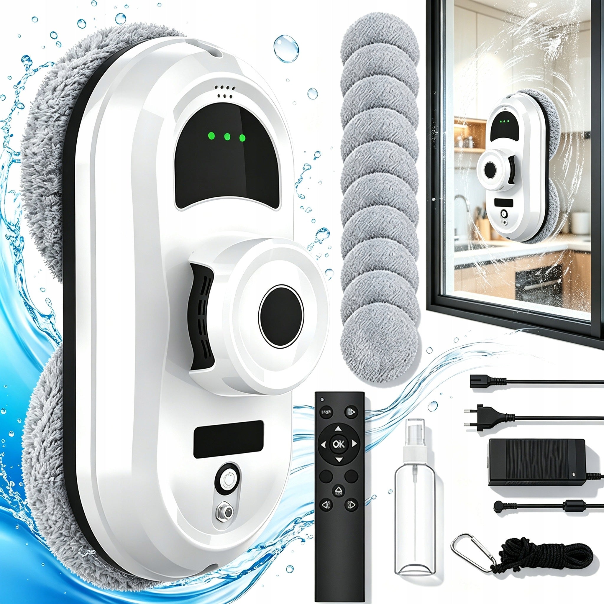 ROBOT WINDOW CLEANER INTELLIGENT WINDOW WASHER REMOTE CONTROL 3 MODES 5600PA