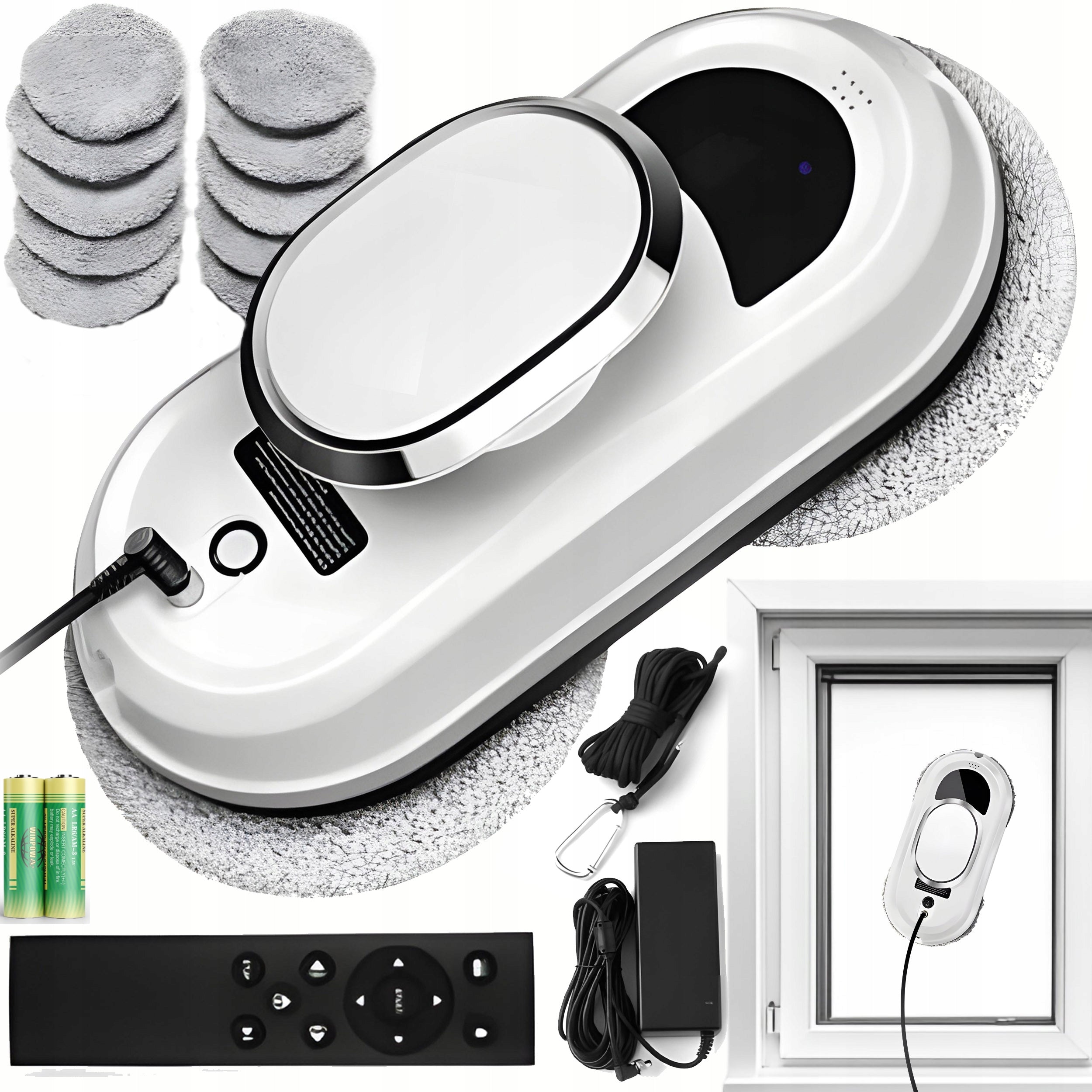 ROBOT WINDOW CLEANER MIRROR WASHER AUTOMATIC + 10 MOPS SET XXL