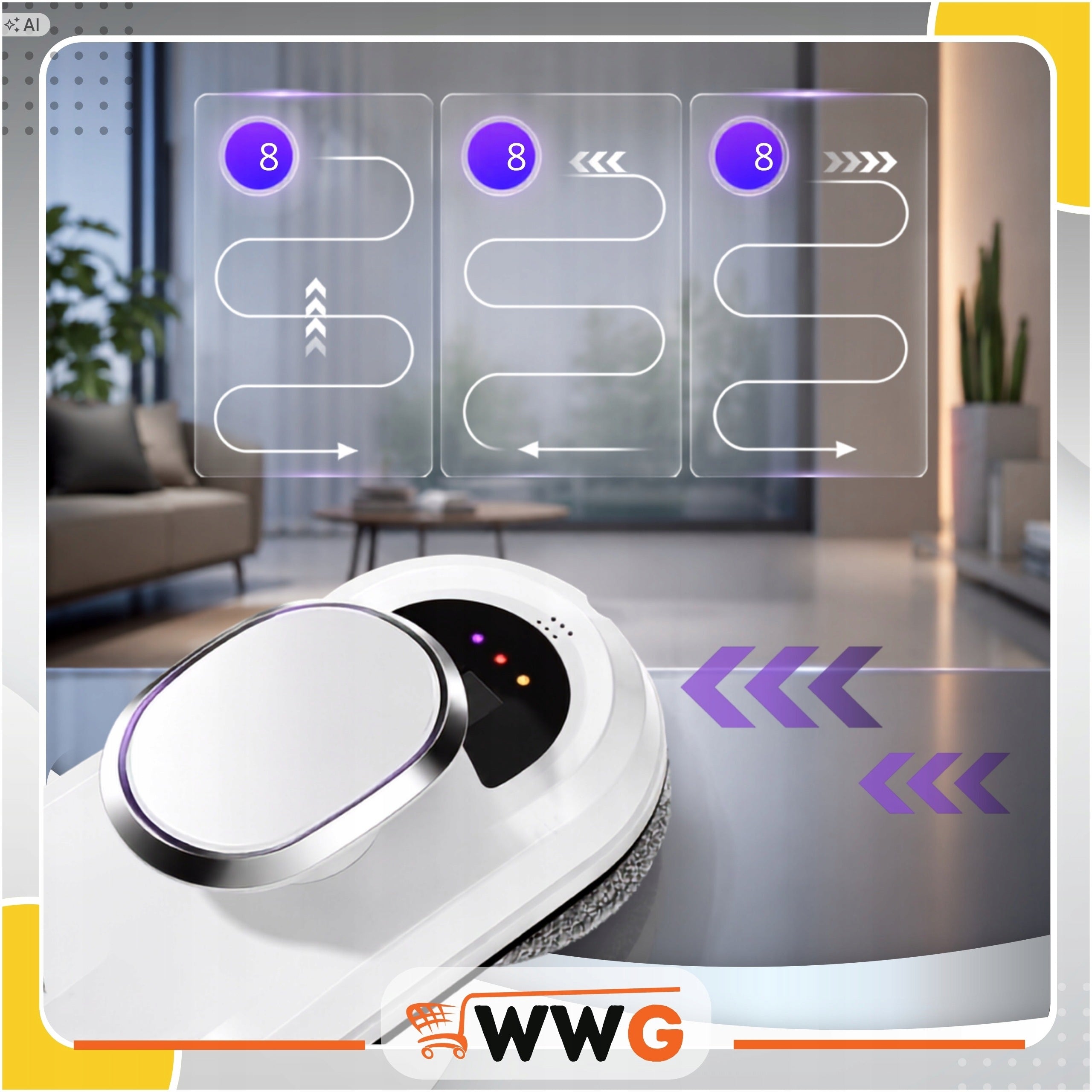 ROBOT WINDOW CLEANER MIRROR WASHER AUTOMATIC + 6 MOPS SET XL Brand Asato