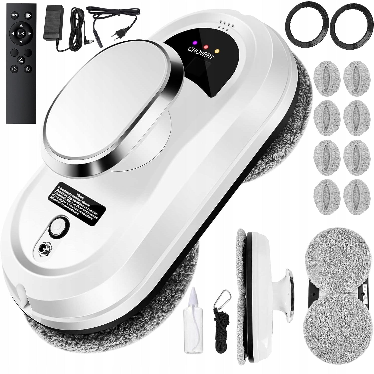 ROBOT WINDOW CLEANER MIRRORS AUTOMATIC WASHER 10 MOPS SET WITH REMOTE CONTROL