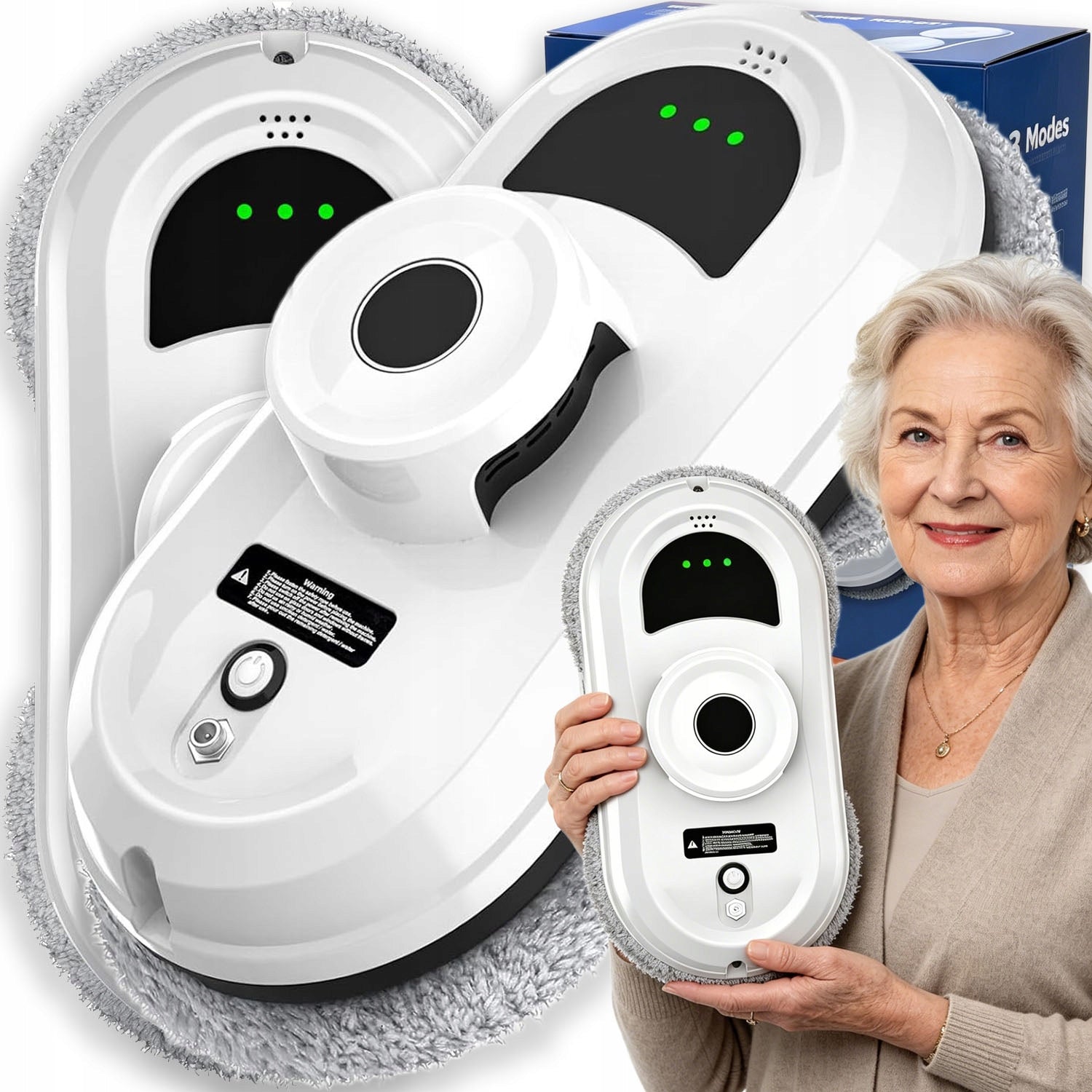 ROBOT WINDOW CLEANER MIRRORS AUTOMATIC WASHER + 10 MOPS SET XXL