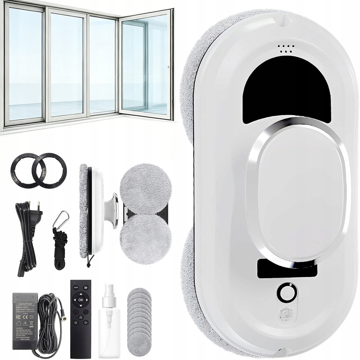 ROBOT WINDOW CLEANER MIRRORS AUTOMATIC WASHER + 10 MOPS SET XXL