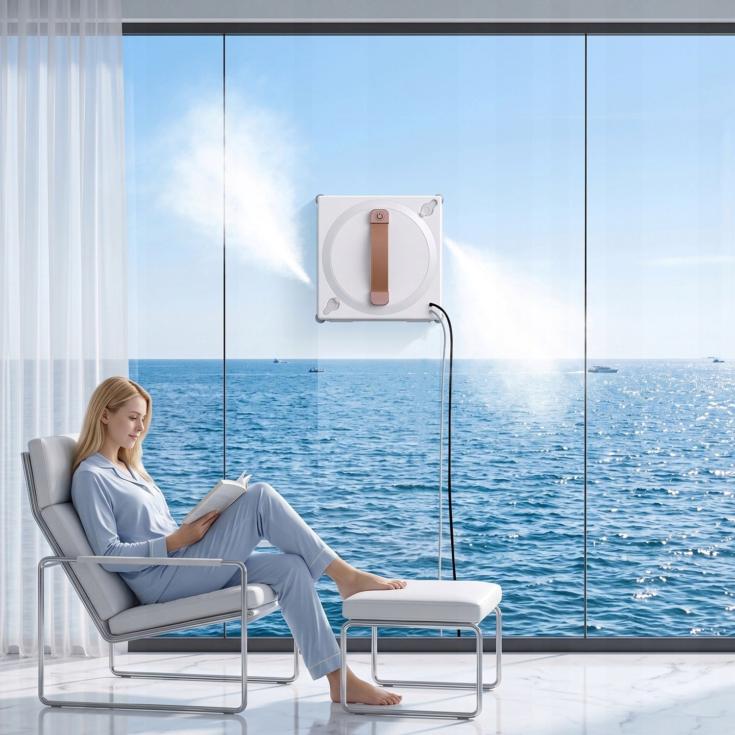 ROBOT WINDOW CLEANER MIRRORS AUTOMATIC WASHER WITH REMOTE CONTROL SET 5000 PA Dominant color white