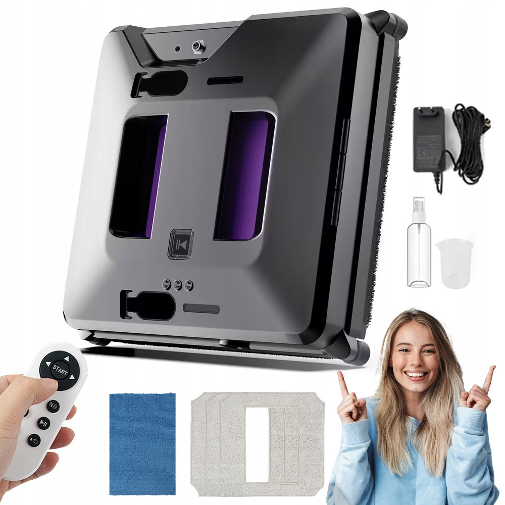ROBOT WINDOW CLEANER WITH REMOTE CONTROL EDGE DETECTION 6.5CM THICK 3000PA