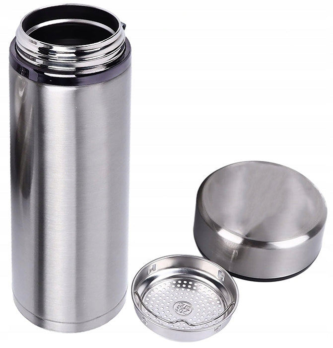 ROBUST TRAVEL VACUUM THERMOS FOR COFFEE TEA WITH INFUSER 900 ml Color silver