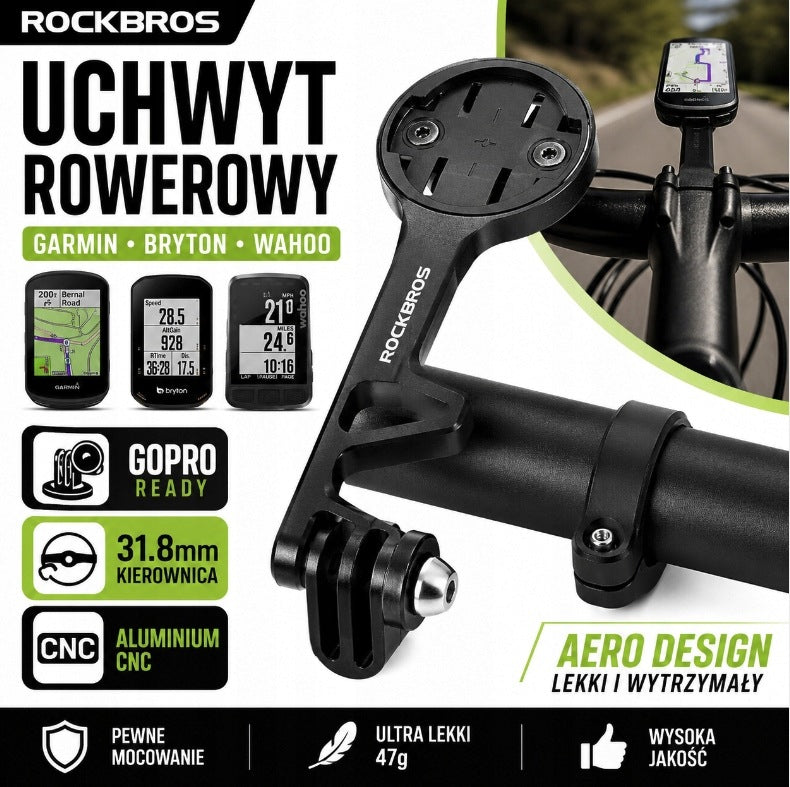 ROCKBROS Garmin Edge Counter Holder GoPro Wahoo Bryton CNC Aero Packaging status original