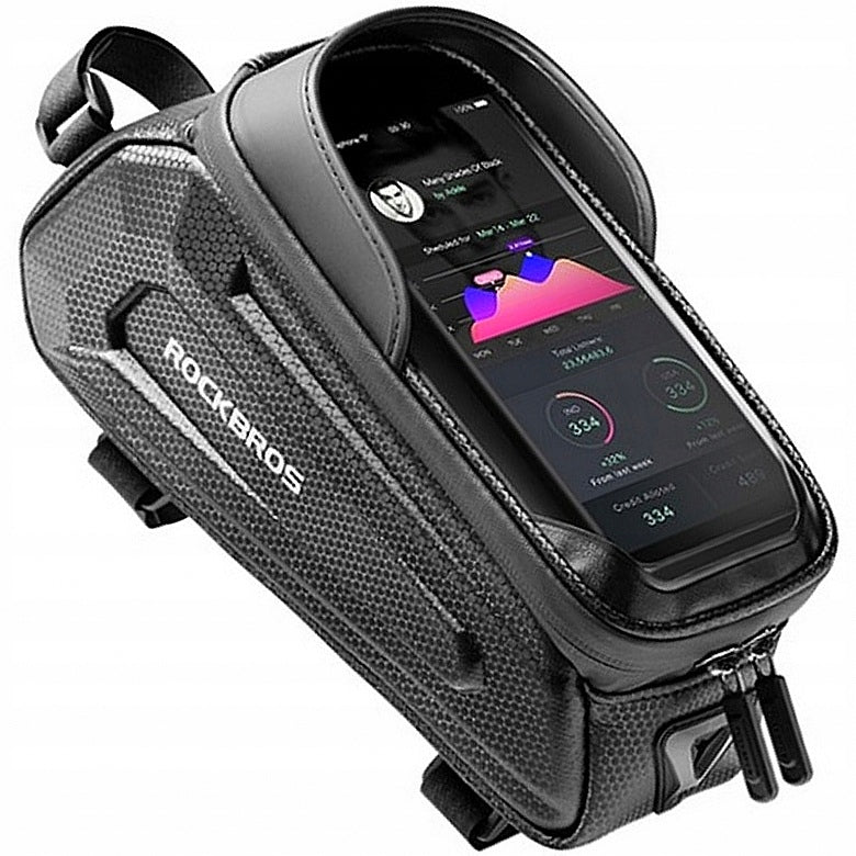 ROCKBROS STURDY BICYCLE BAG ROOMY FRAME POUCH PHONE HOLDER Color black