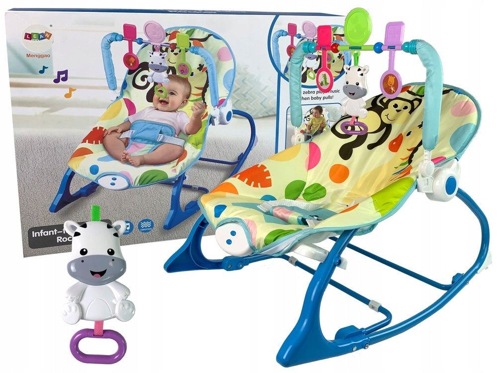 ROCKER CRADLE HIGH CHAIR 2IN1 BLUE ZEBRA SOUNDS VIBRATION EAN (GTIN) 5901421290054