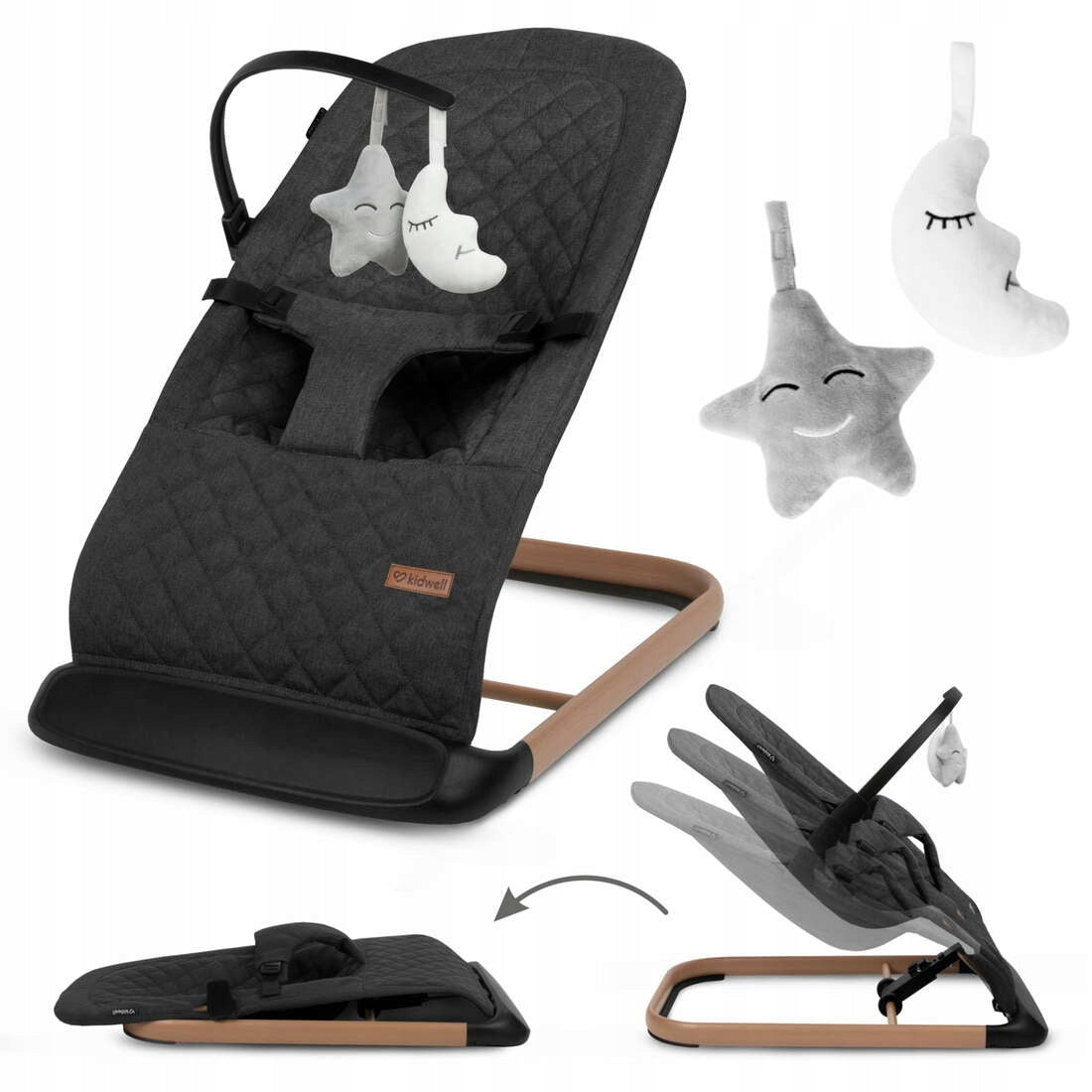 ROCKER LOUNGER KIDWELL LARO Black/Wooden + Educational mat EAN (GTIN) 5901130099474