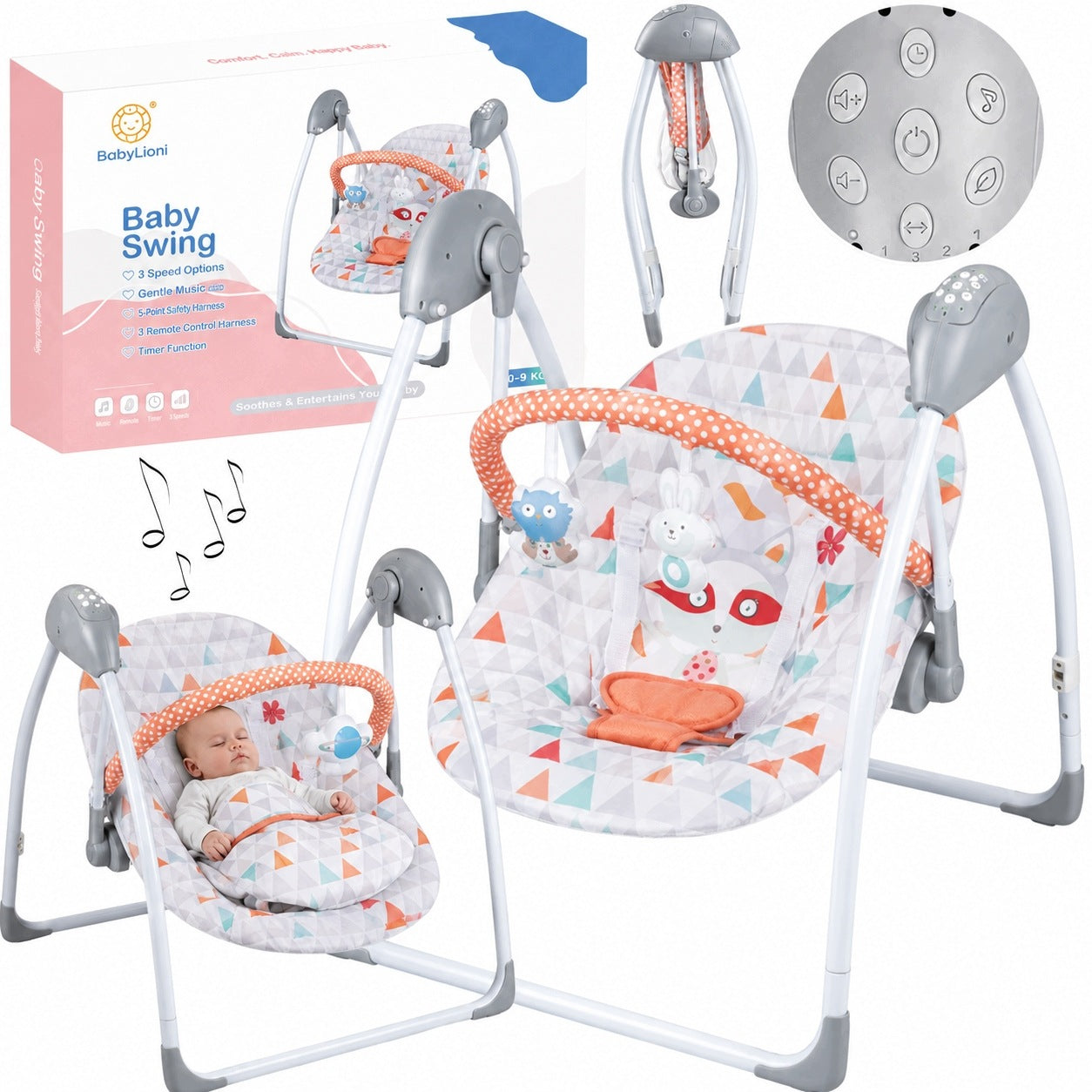 ROCKER SEAT LOUNGER SWING FOR BABIES CRADLE ON MELODY STAND