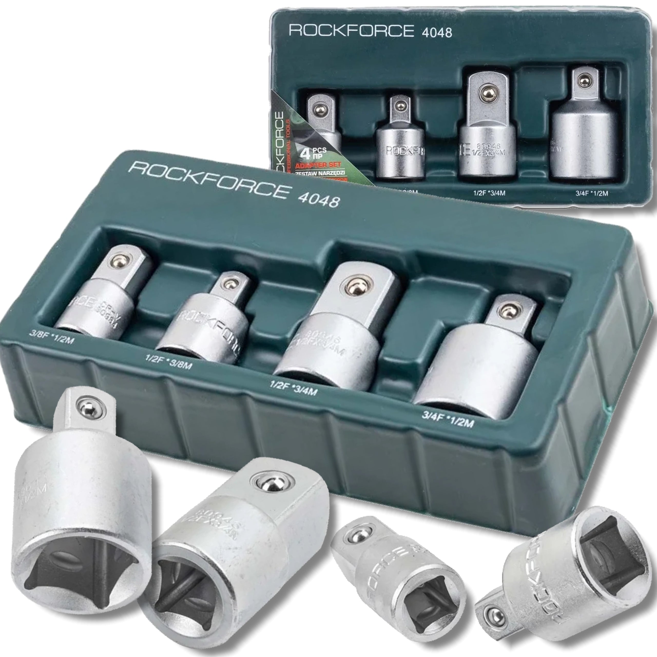 ROCKFORCE Set of ADAPTERS set of 4 ELEMENTS STEEL CR-V with ball lock