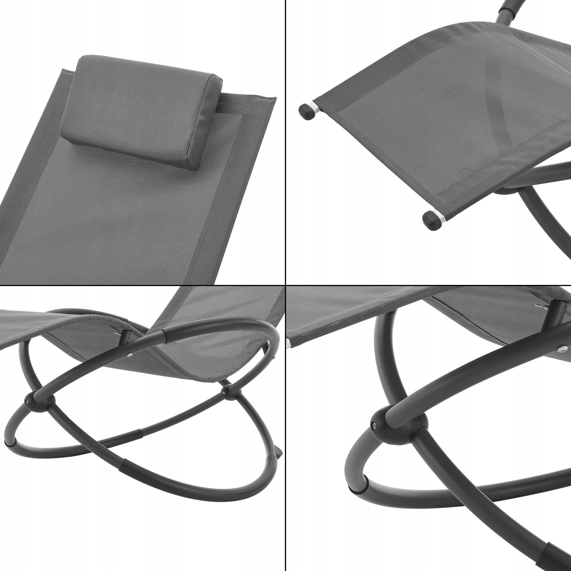 ROCKING CHAIR GARDEN BEACH CHAIR WITH CUSHION aluminum grey Color gray
