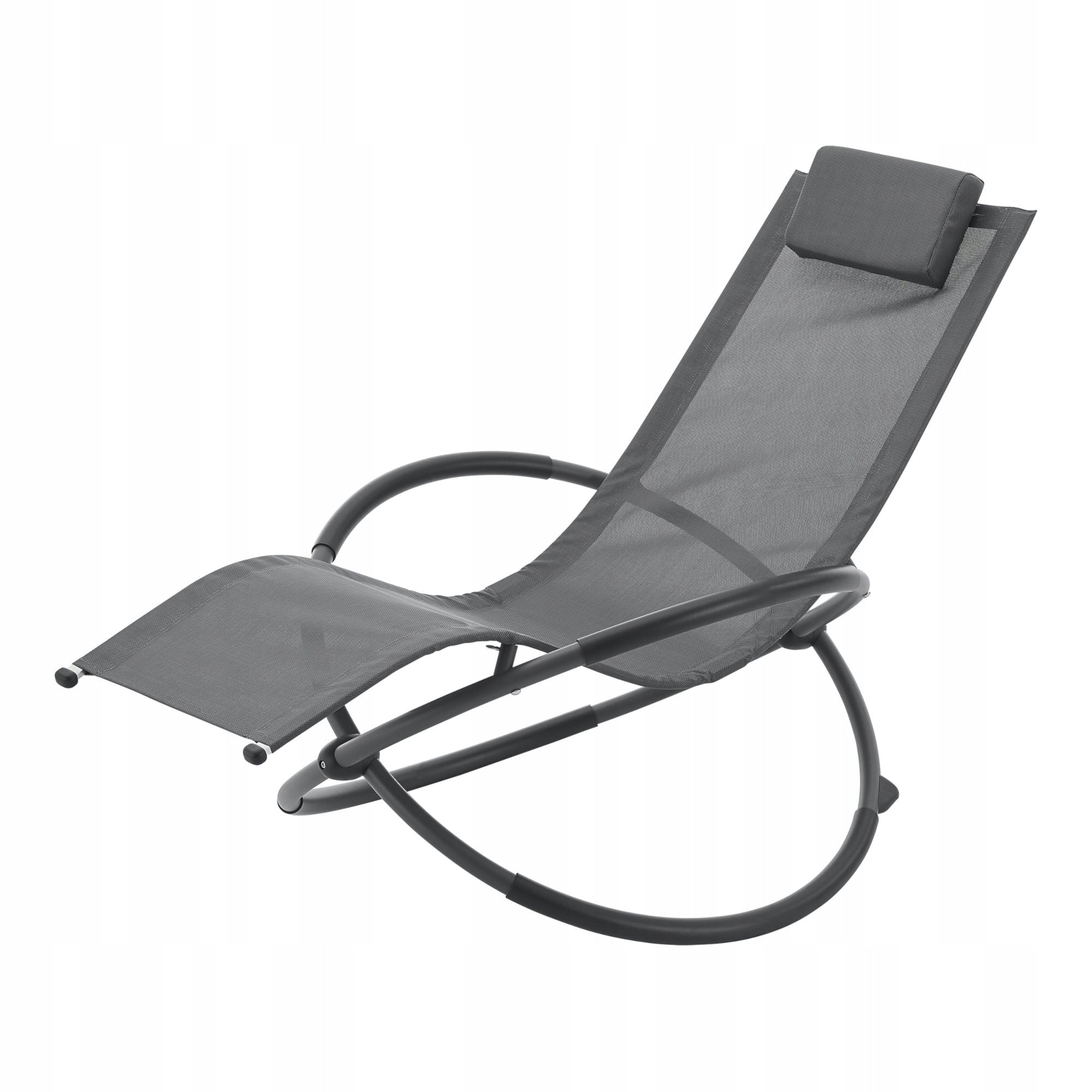 ROCKING CHAIR GARDEN BEACH CHAIR WITH CUSHION aluminum grey